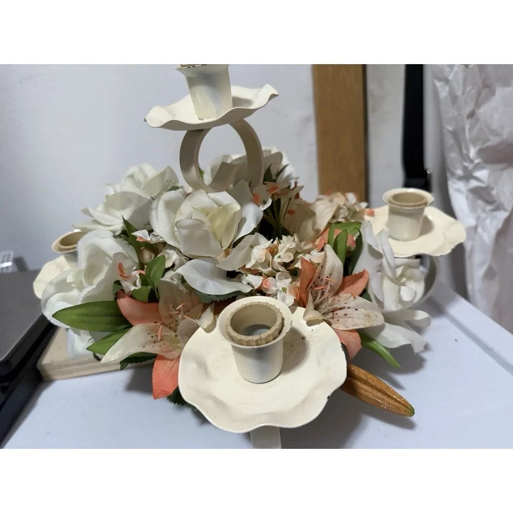Vintage Candle Holder With Flowers